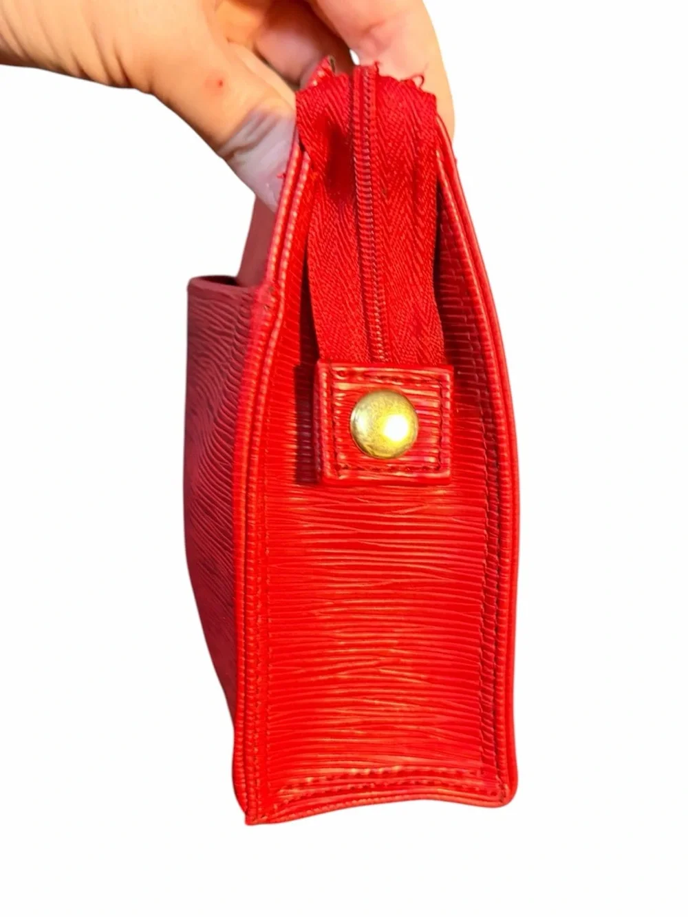 Monteil Paris Red Epi Embossed Makeup Bag Wristlet